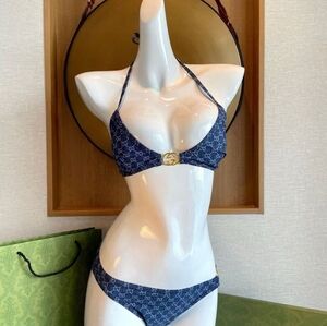 Gucci GG Monogram Denim Triangle Bikini